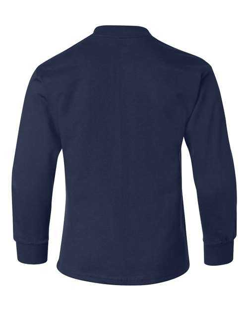 Hanes 5546 Authentic Youth Long Sleeve T-Shirt - Navy - HIT a Double