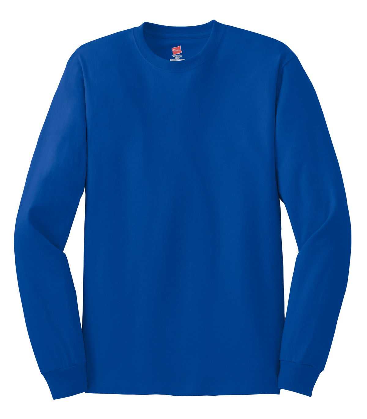 Hanes 5586 Tagless 100% Cotton Long Sleeve T-Shirt - Deep Royal - HIT a Double