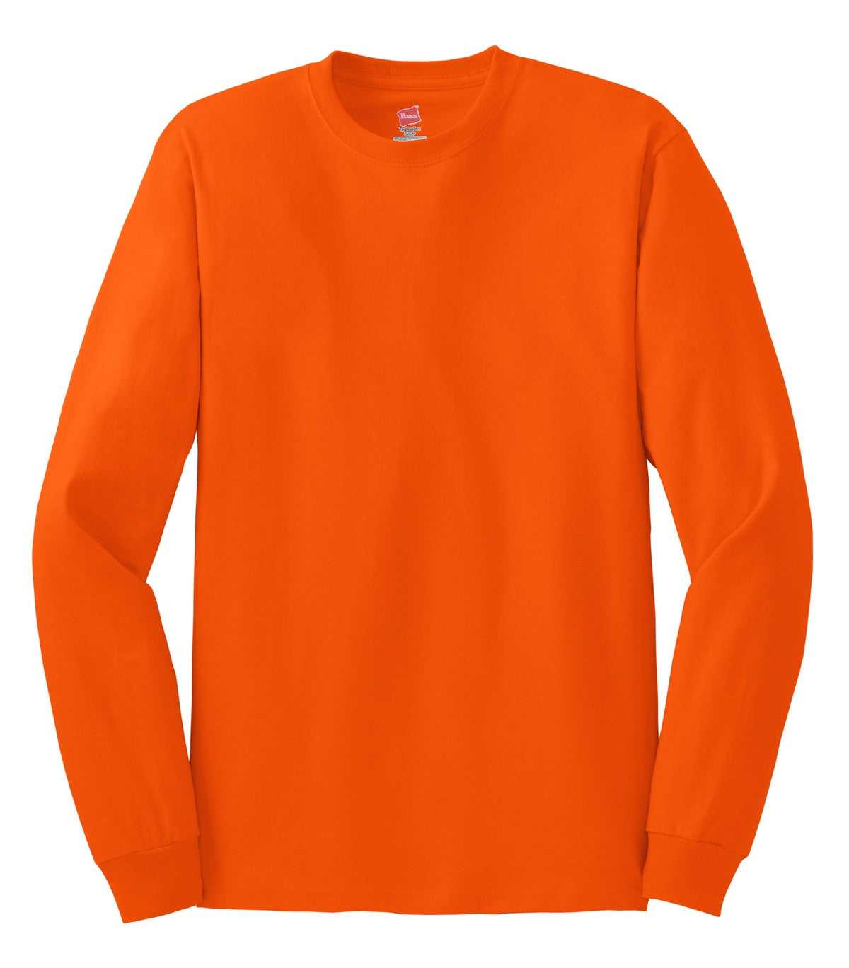 Hanes 5586 Tagless 100% Cotton Long Sleeve T-Shirt - Orange - HIT a Double