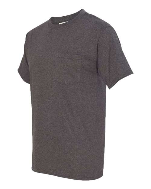 Hanes 5590 Authentic Short Sleeve Pocket T-Shirt - Charcoal Heather - HIT a Double