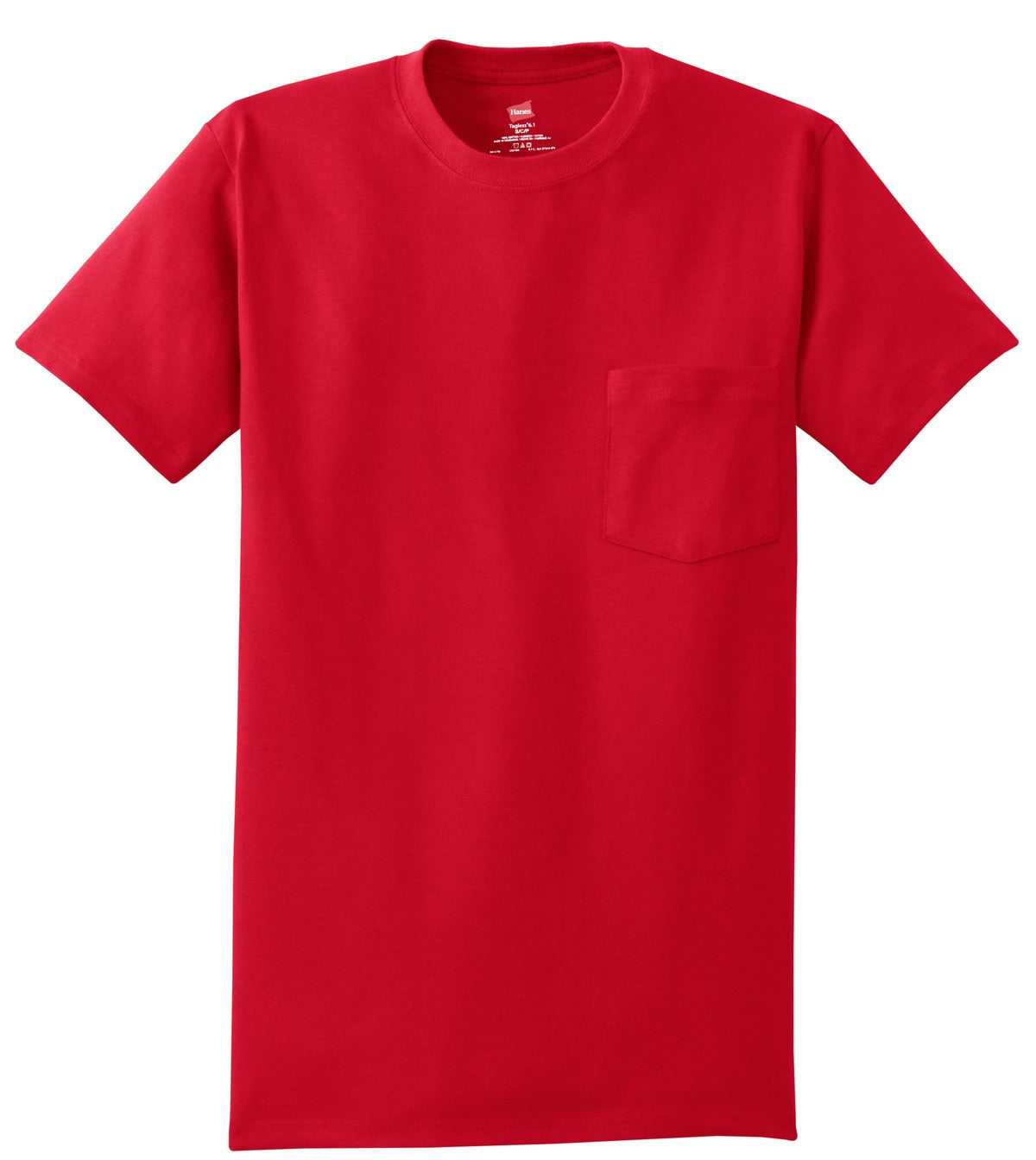 Hanes 5590 Tagless 100% Cotton T-Shirt with Pocket - Deep Red - HIT a Double