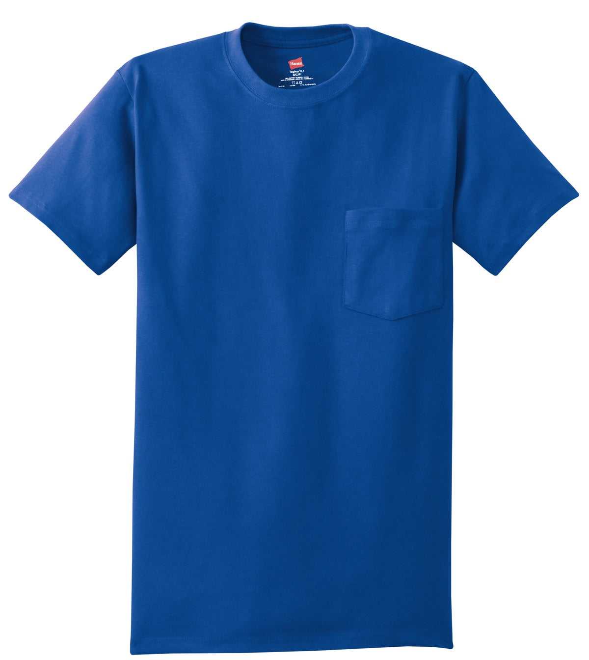 Hanes 5590 Tagless 100% Cotton T-Shirt with Pocket - Deep Royal - HIT a Double