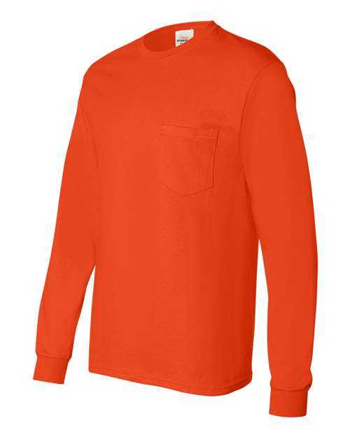 Hanes 5596 Authentic Long Sleeve Pocket T-Shirt - Orange - HIT a Double