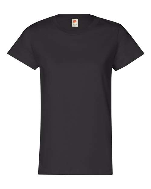 Hanes 5680 Essential-T Womens Short Sleeve T-Shirt - Black - HIT a Double