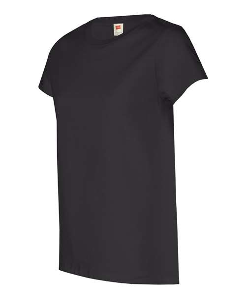 Hanes 5680 Essential-T Womens Short Sleeve T-Shirt - Black - HIT a Double