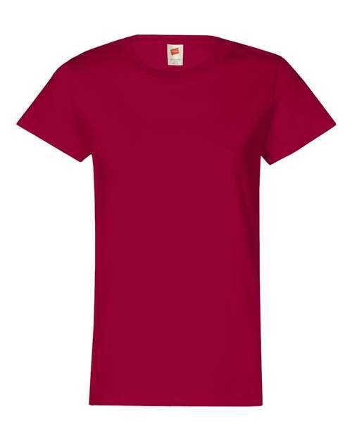 Hanes 5680 Essential-T Womens Short Sleeve T-Shirt - Deep Red - HIT a Double