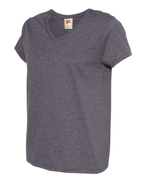 Hanes 5780 Essential-T Womens V-Neck Short Sleeve T-Shirt - Charcoal Heather - HIT a Double