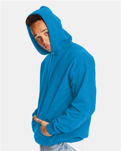 Hanes F170 Ultimate Cotton Hooded Sweatshirt - Teal&quot; - &quot;HIT a Double