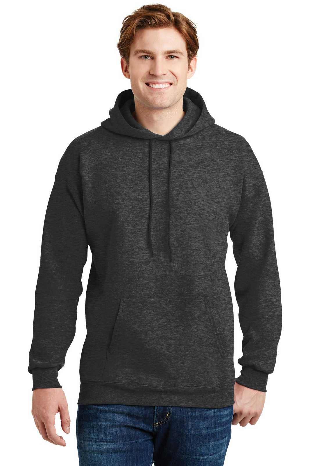 Hanes F170 Ultimate Cotton Pullover Hooded Sweatshirt - Charcoal Heather - HIT a Double
