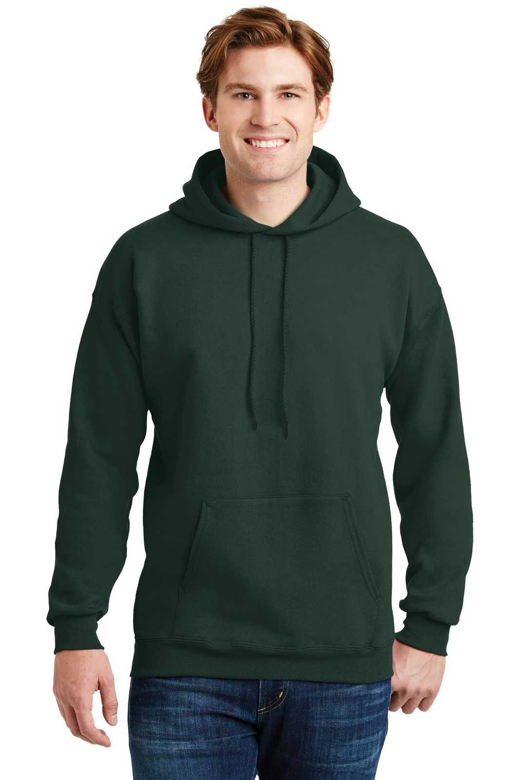 Hanes F170 Ultimate Cotton Pullover Hooded Sweatshirt - Deep Forest - HIT a Double