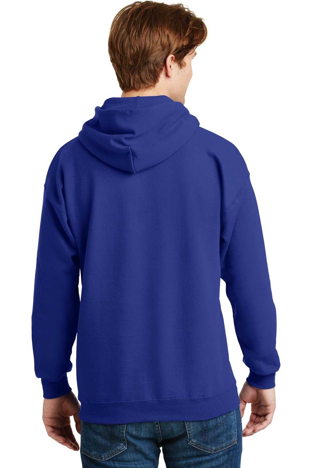 Hanes F170 Ultimate Cotton Pullover Hooded Sweatshirt - Deep Royal - HIT a Double