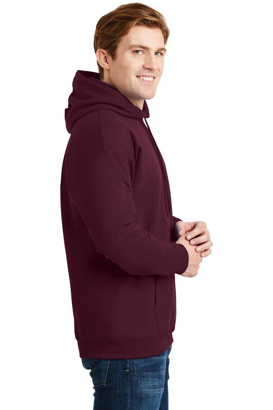 Hanes F170 Ultimate Cotton Pullover Hooded Sweatshirt - Maroon - HIT a Double