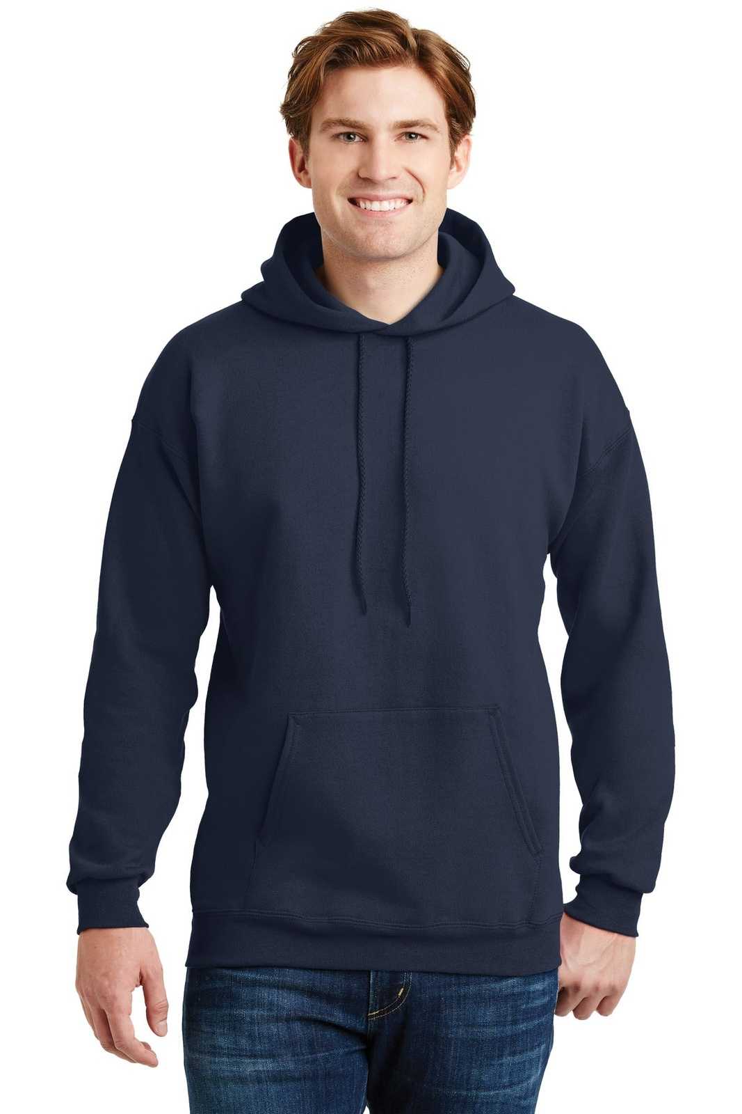 Hanes F170 Ultimate Cotton Pullover Hooded Sweatshirt - Navy - HIT a Double