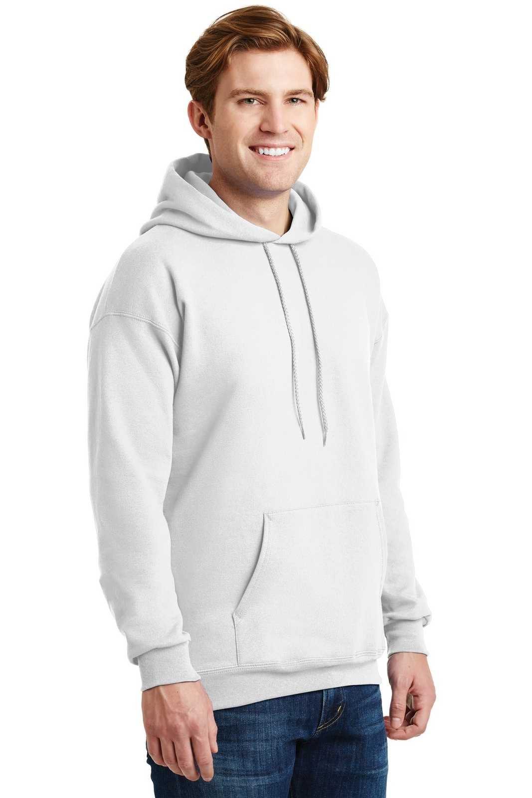 Hanes F170 Ultimate Cotton Pullover Hooded Sweatshirt - White - HIT a Double