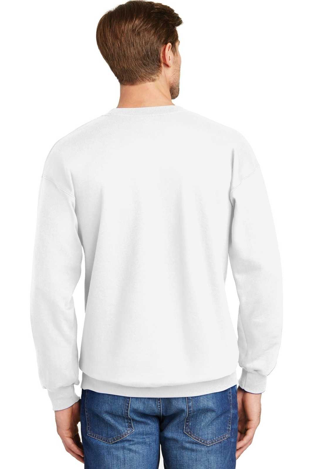 Hanes F260 Ultimate Cotton Crewneck Sweatshirt - White - HIT a Double