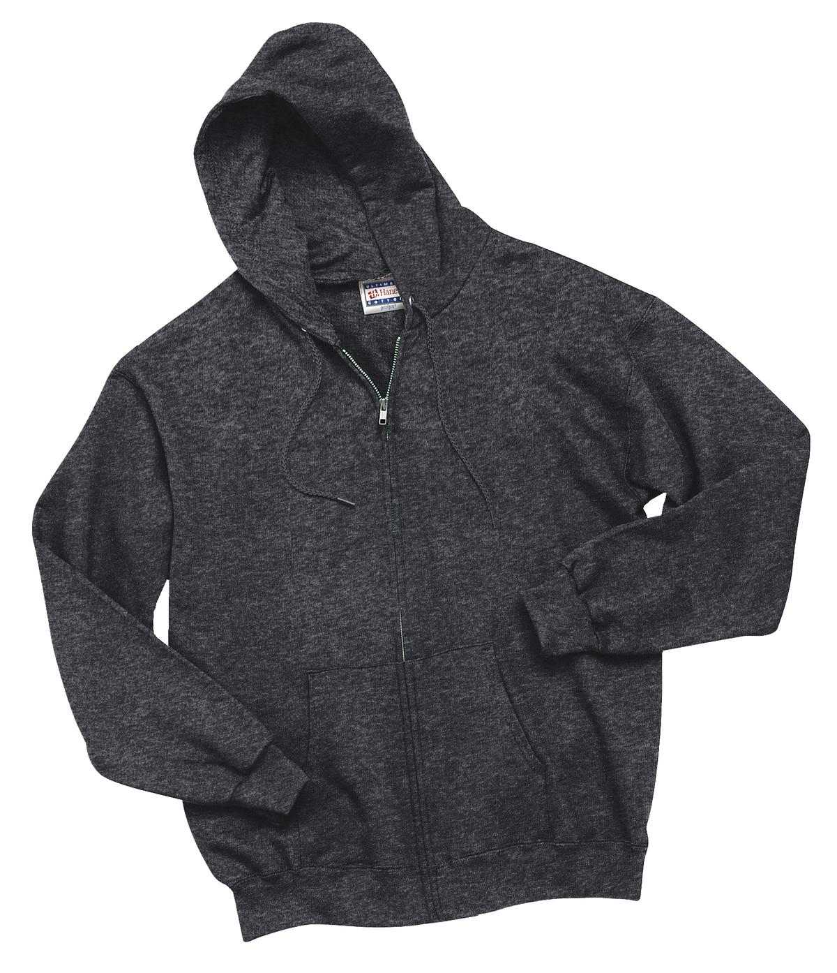 Hanes F283 Ultimate Cotton Full-Zip Hooded Sweatshirt - Charcoal Heather - HIT a Double