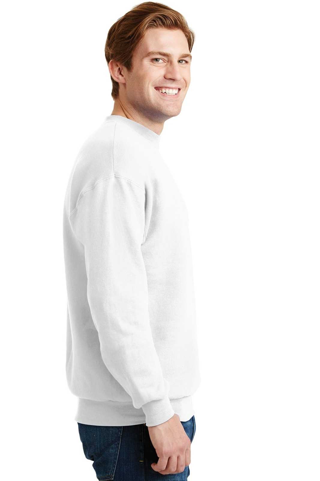 Hanes P160 Ecosmart Crewneck Sweatshirt - White - HIT a Double