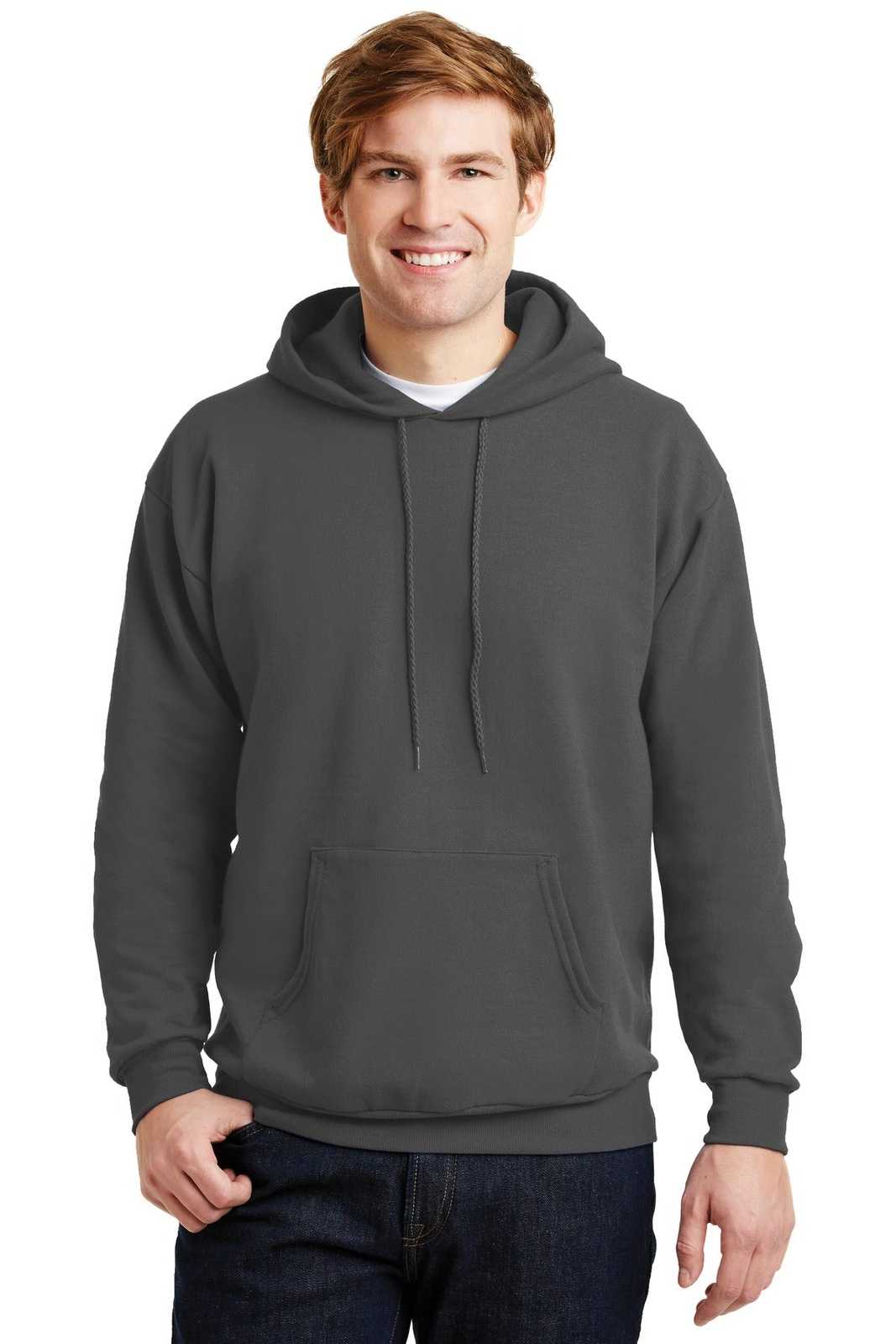 Hanes P170 EcoSmart - Pullover Hooded Sweatshirt - Smoke Gray - HIT a Double