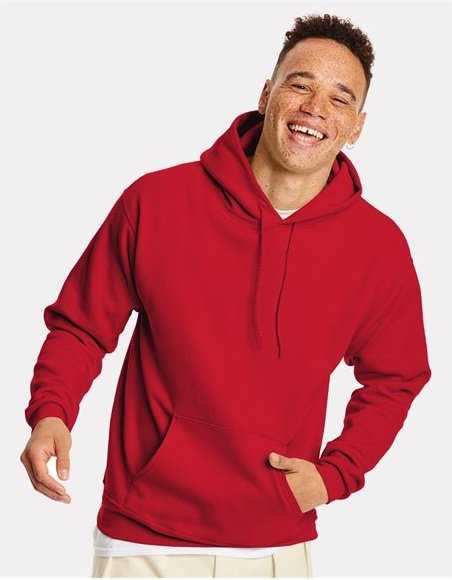 Hanes P170 Ecosmart Hooded Sweatshirt - Athletic Crimson" - "HIT a Double