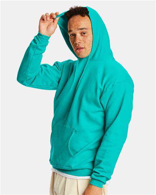 Hanes P170 Ecosmart Hooded Sweatshirt - Athletic Teal&quot; - &quot;HIT a Double