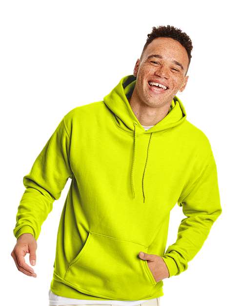Hanes P170 Ecosmart Hooded Sweatshirt - Safety Green - HIT a Double