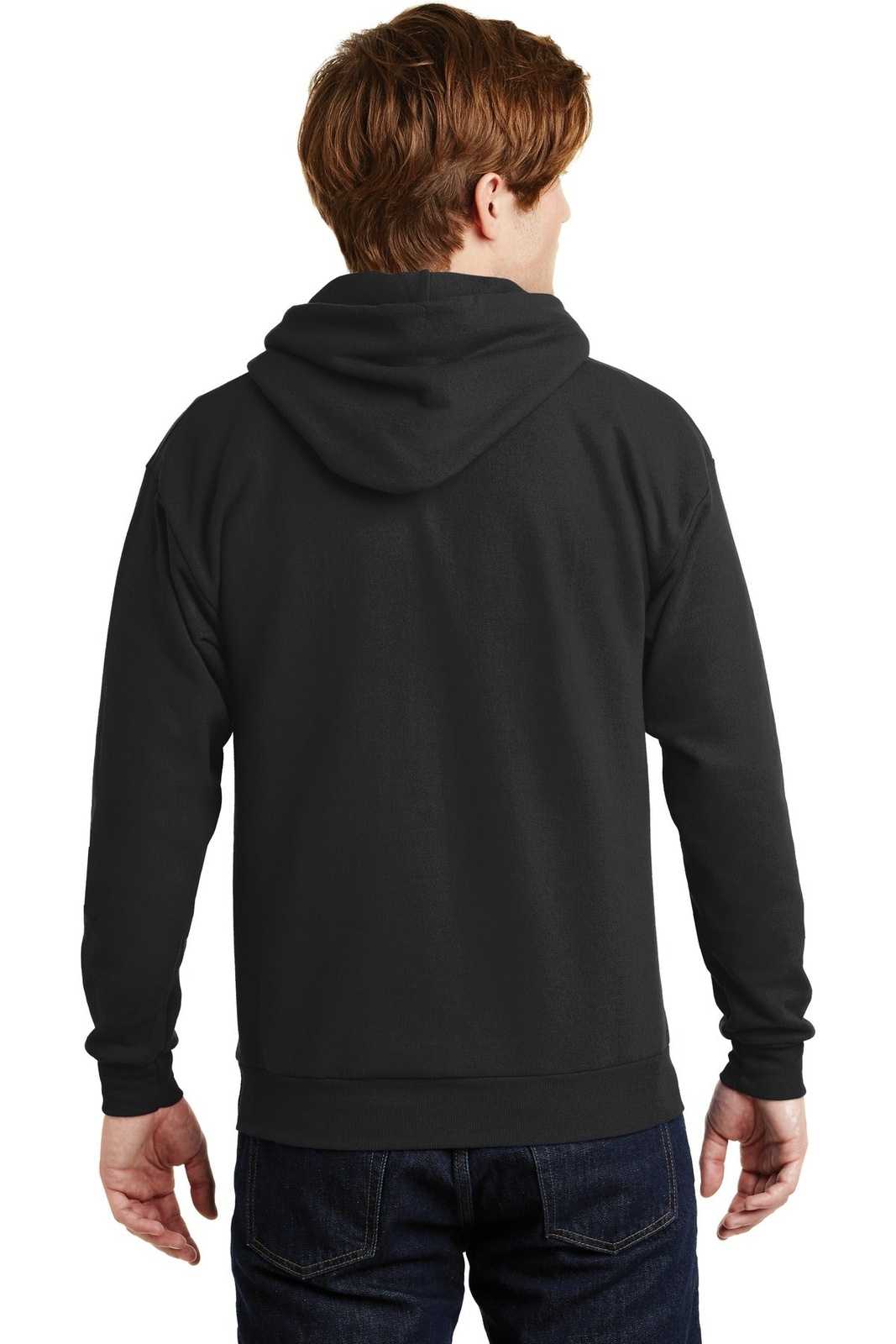 Hanes P170 Ecosmart Pullover Hooded Sweatshirt - Black - HIT a Double