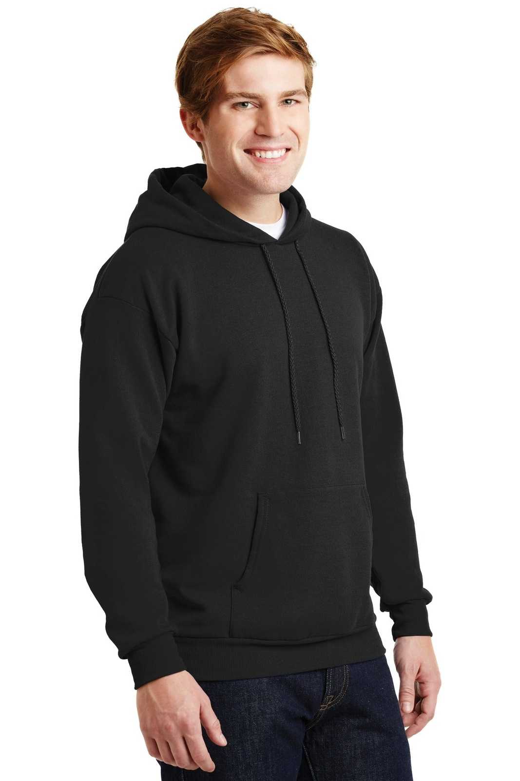 Hanes P170 Ecosmart Pullover Hooded Sweatshirt - Black - HIT a Double