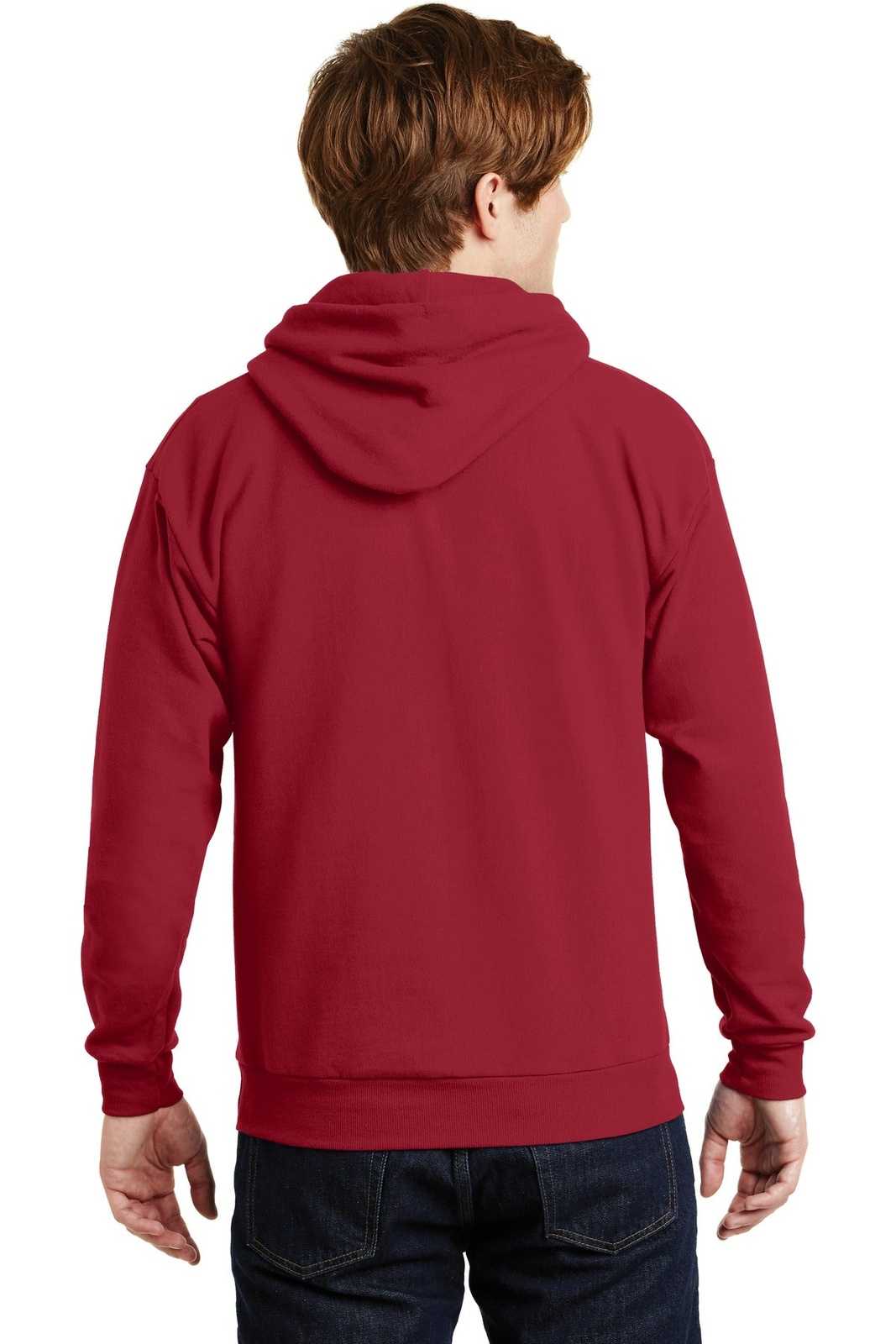 Hanes P170 Ecosmart Pullover Hooded Sweatshirt - Deep Red - HIT a Double