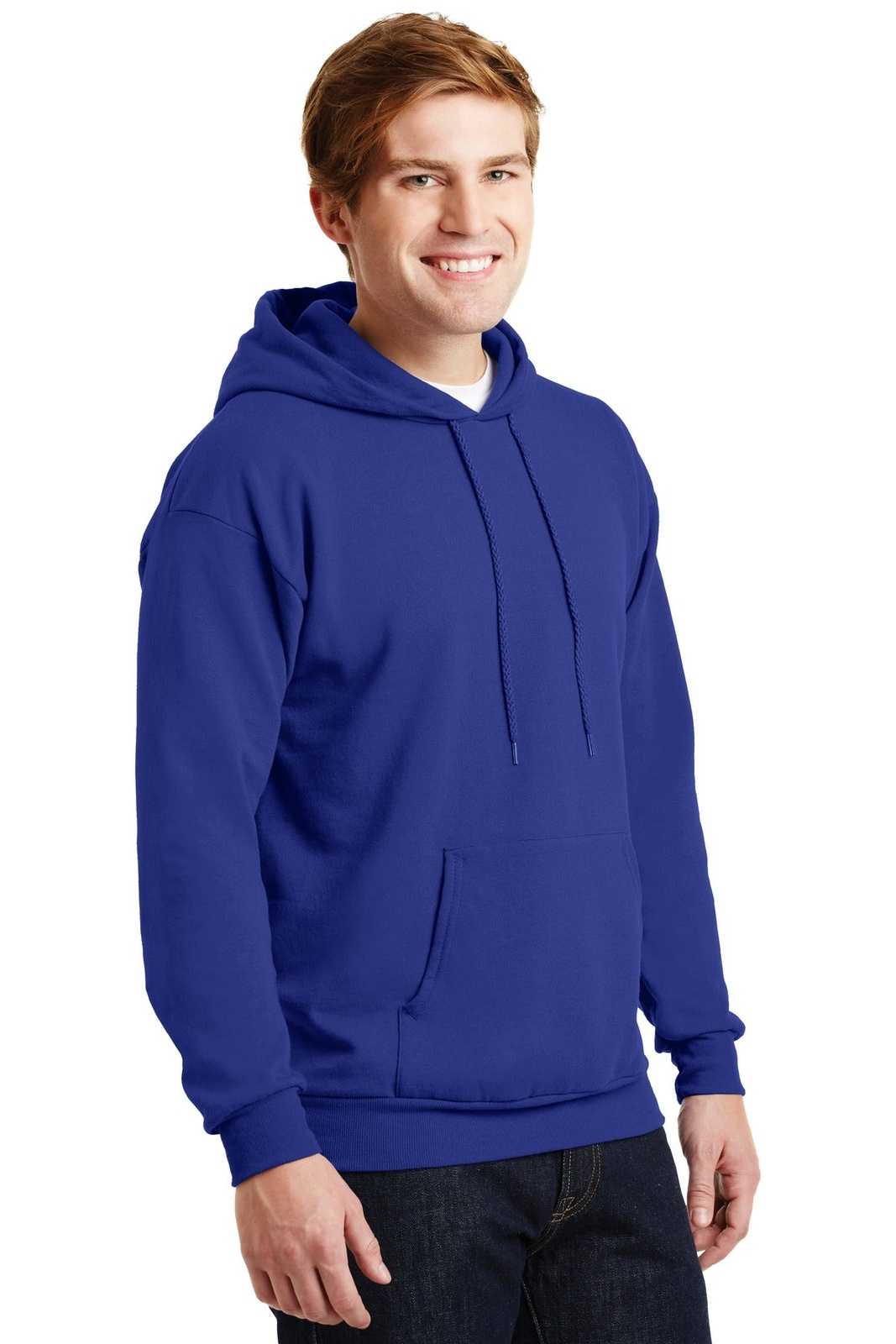 Hanes P170 Ecosmart Pullover Hooded Sweatshirt - Deep Royal - HIT a Double