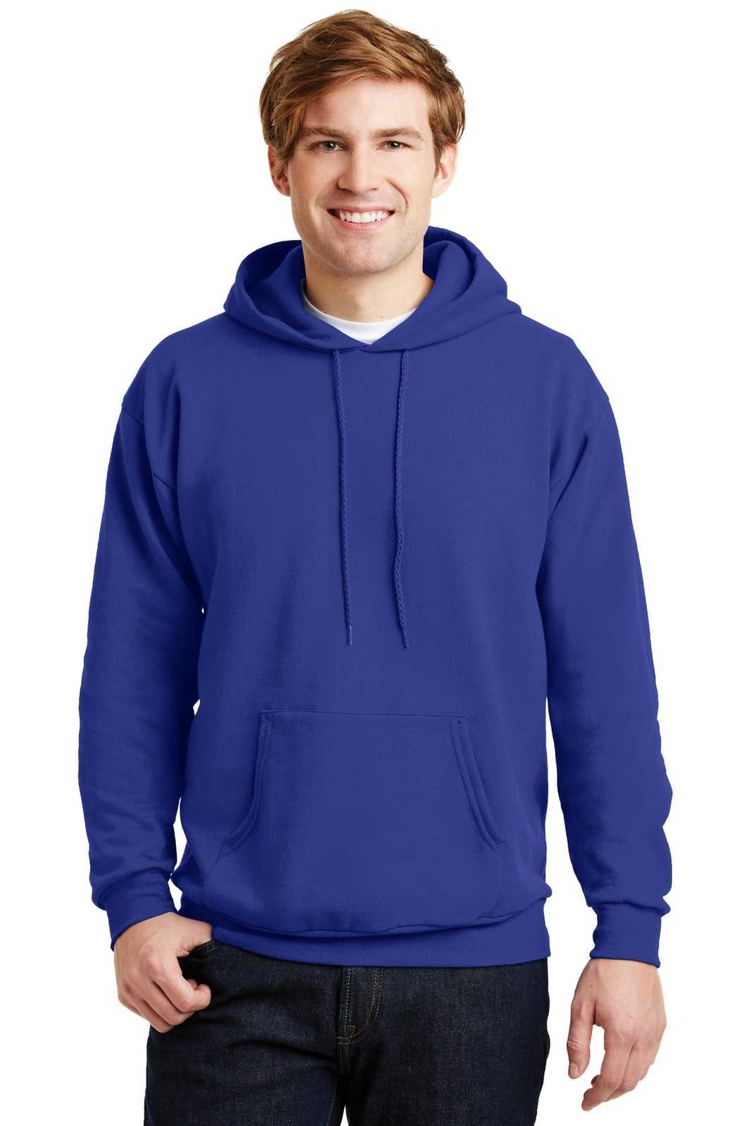 Hanes P170 Ecosmart Pullover Hooded Sweatshirt - Deep Royal - HIT a Double