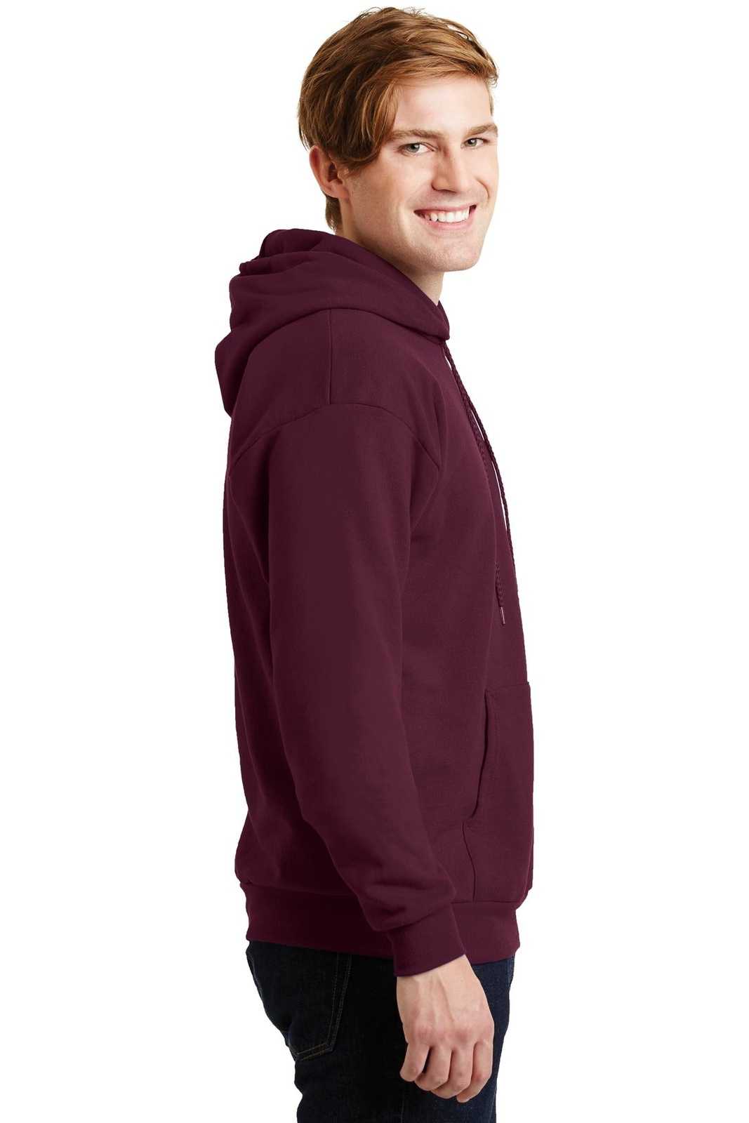 Hanes P170 Ecosmart Pullover Hooded Sweatshirt - Maroon - HIT a Double