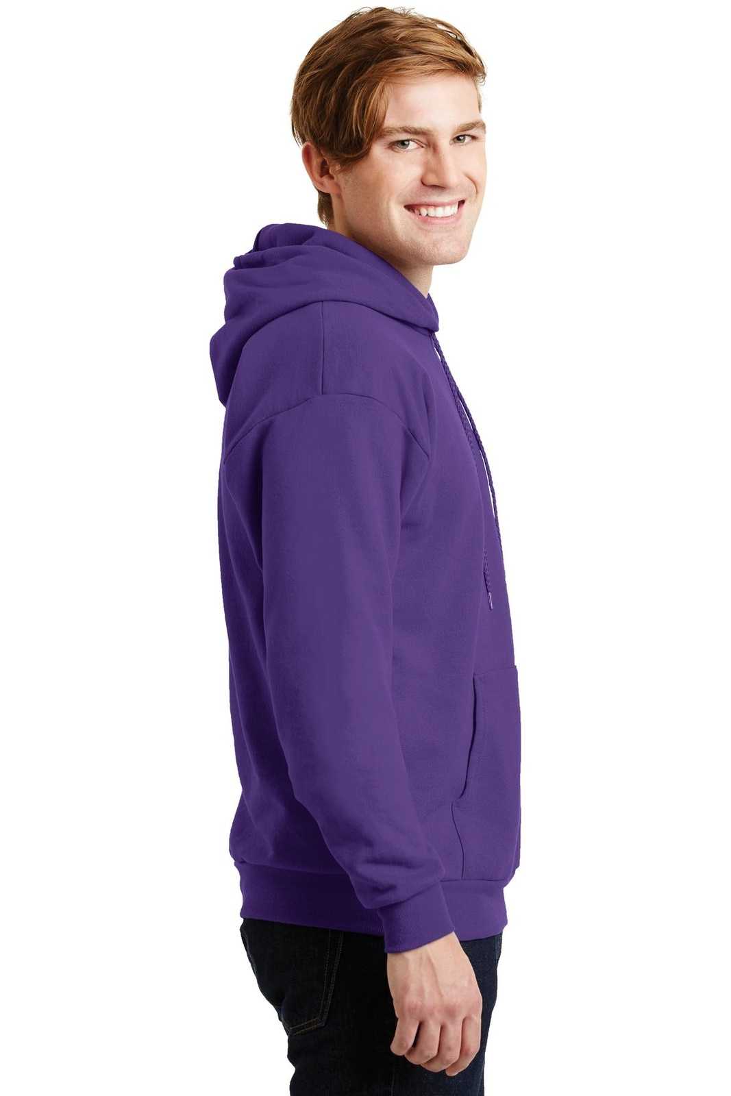 Hanes P170 Ecosmart Pullover Hooded Sweatshirt - Purple - HIT a Double