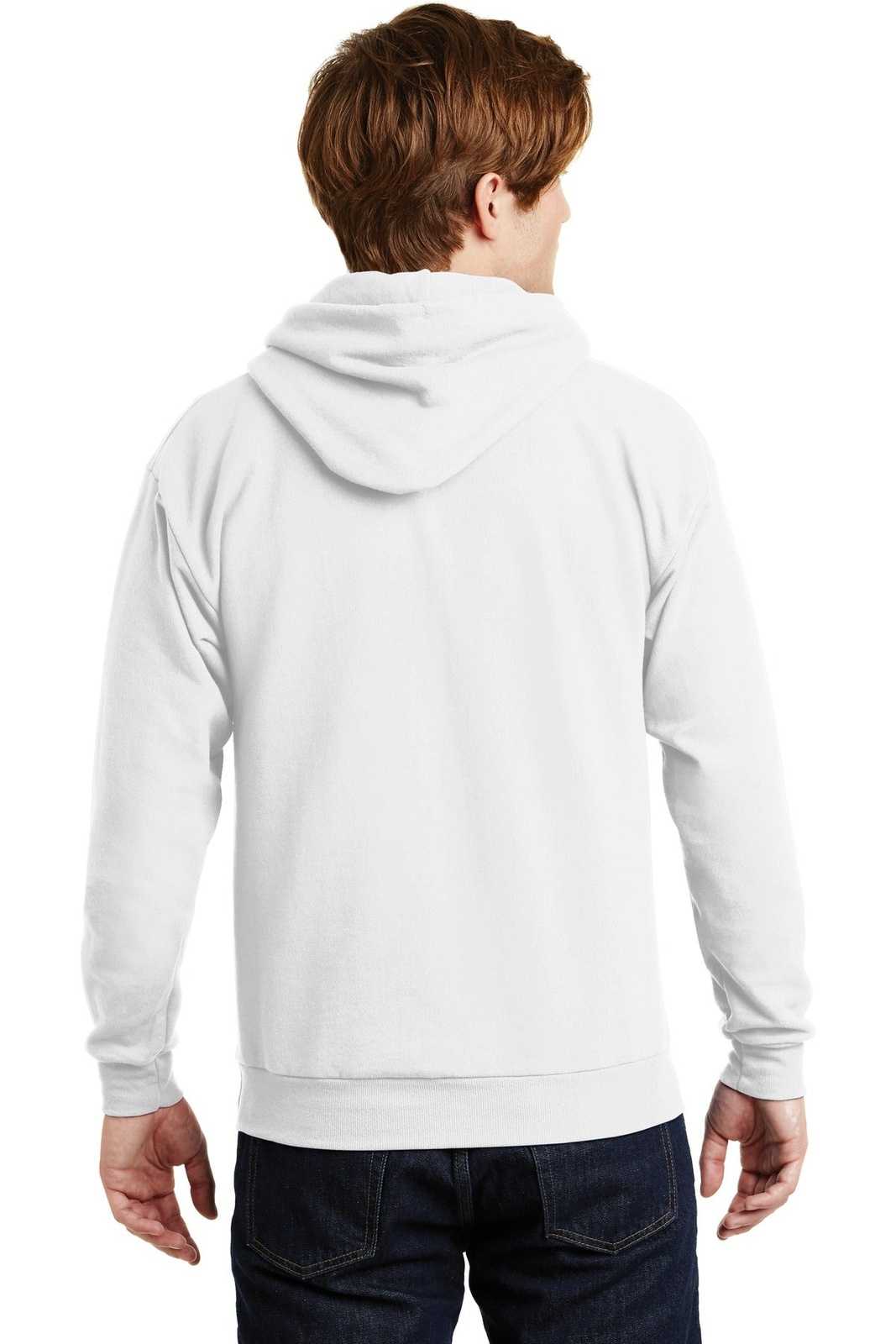 Hanes P170 Ecosmart Pullover Hooded Sweatshirt - White - HIT a Double