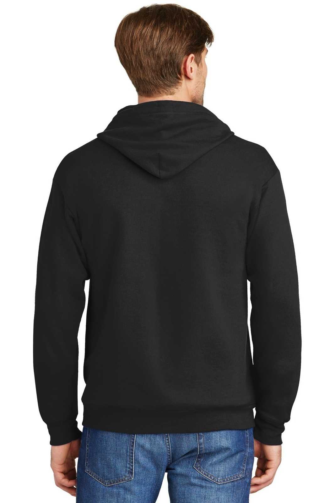 Hanes P180 Ecosmart Full-Zip Hooded Sweatshirt - Black - HIT a Double