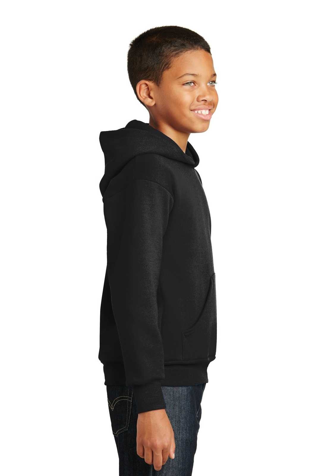 Hanes P470 Youth Ecosmart Pullover Hooded Sweatshirt - Black - HIT a Double - 3
