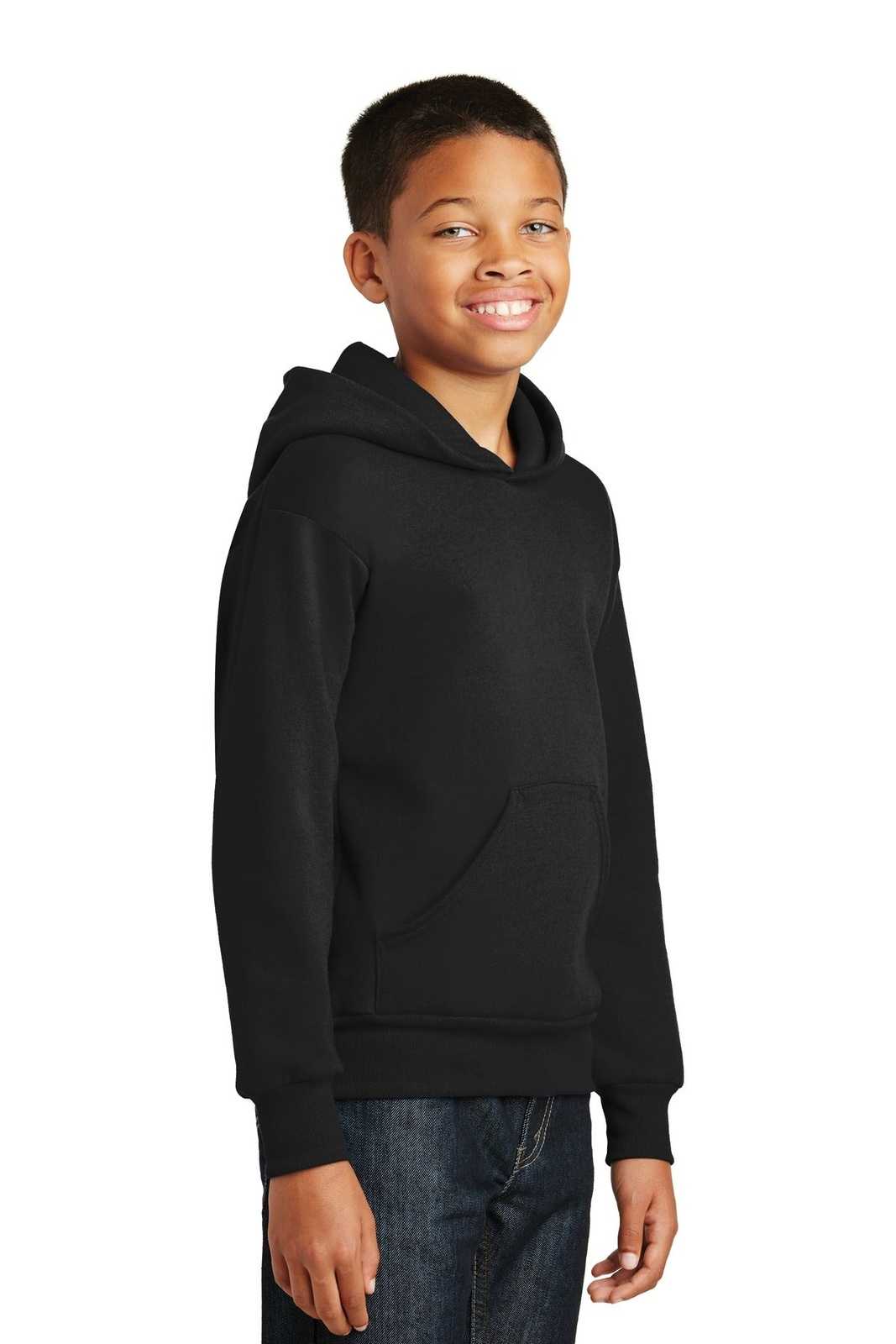 Hanes P470 Youth Ecosmart Pullover Hooded Sweatshirt - Black - HIT a Double - 4