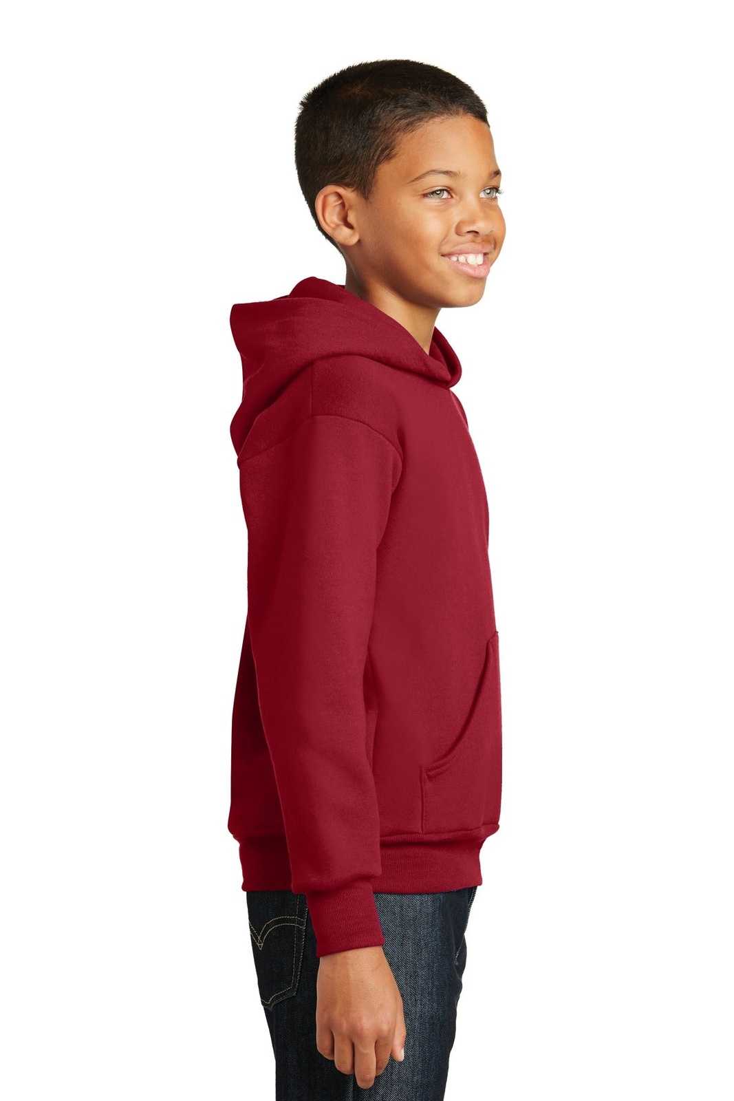 Hanes P470 Youth Ecosmart Pullover Hooded Sweatshirt - Deep Red - HIT a Double - 3
