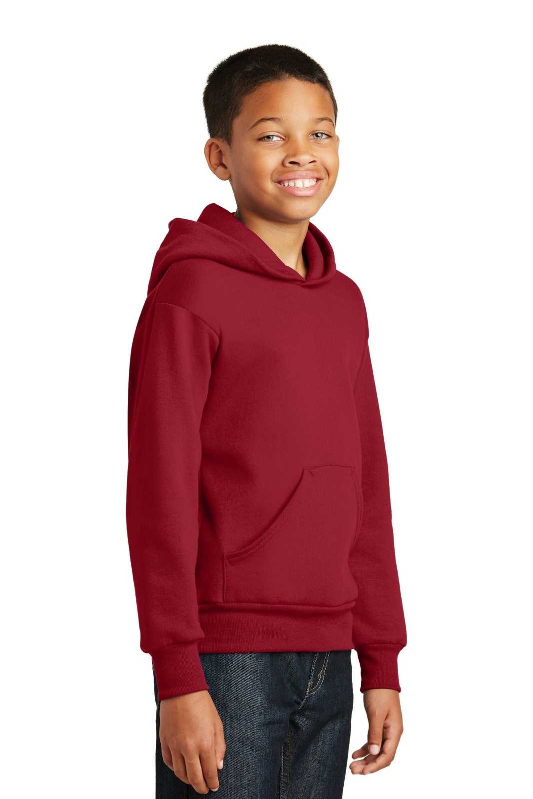 Hanes P470 Youth Ecosmart Pullover Hooded Sweatshirt - Deep Red - HIT a Double - 4