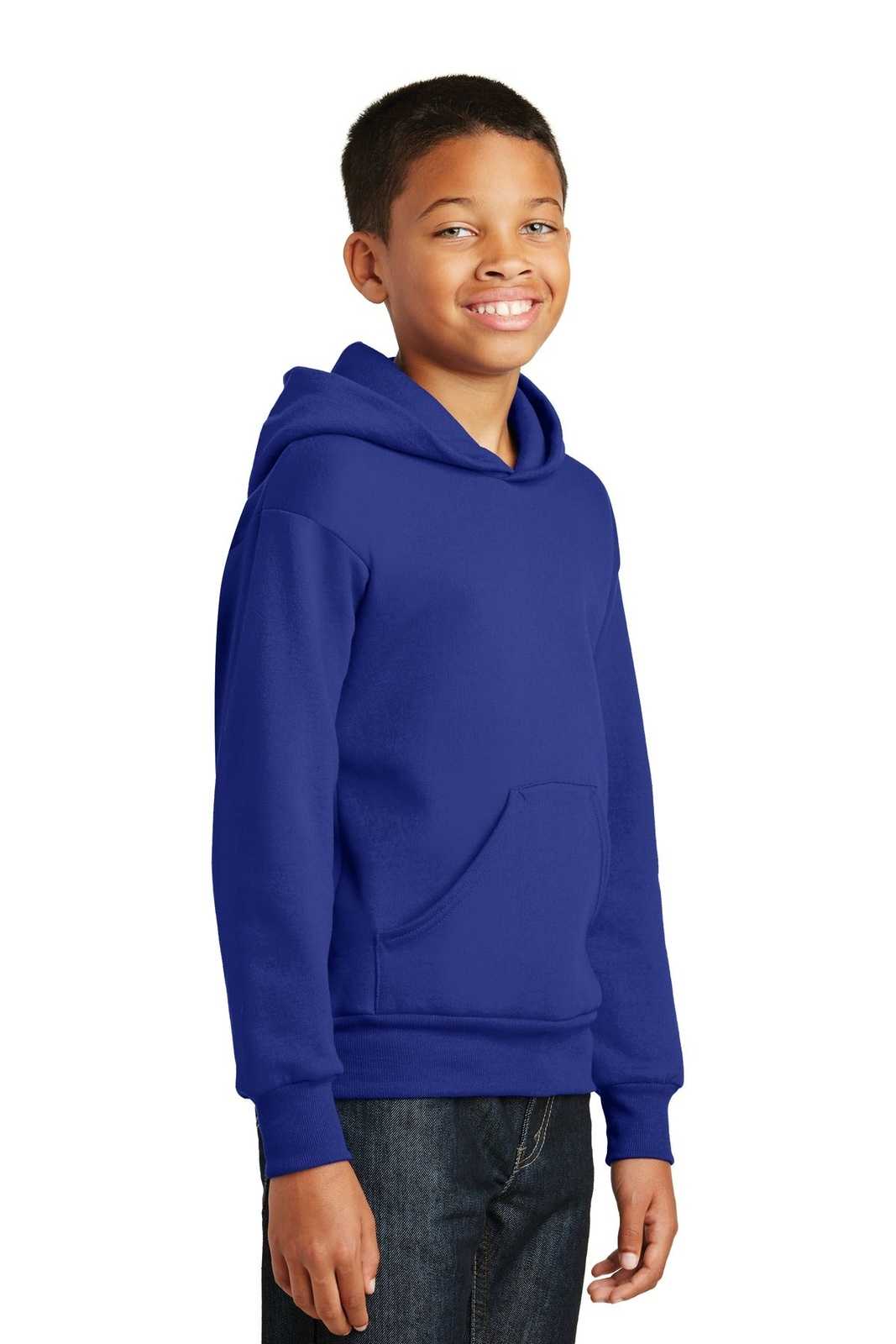 Hanes P470 Youth Ecosmart Pullover Hooded Sweatshirt - Deep Royal - HIT a Double - 4