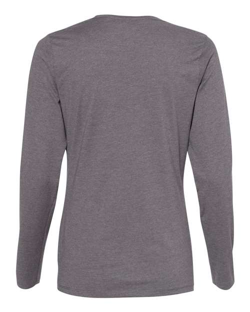 Hanes S04LS Perfect-T Womens Long Sleeve Scoopneck T-Shirt - Charcoal Heather - HIT a Double