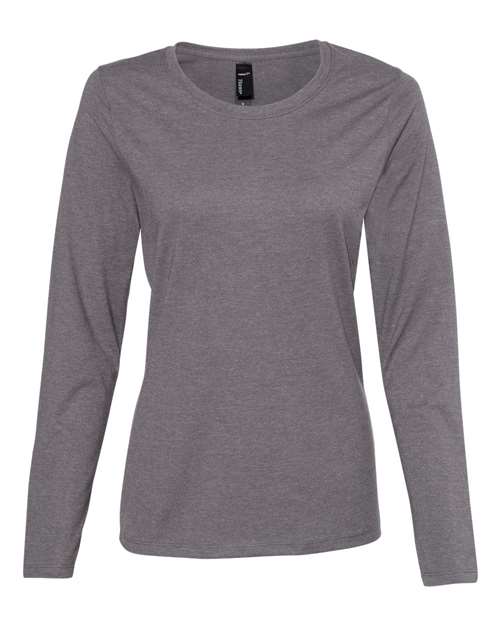 Hanes S04LS Perfect-T Womens Long Sleeve Scoopneck T-Shirt - Charcoal Heather - HIT a Double