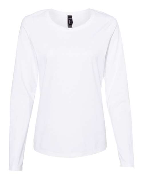 Hanes S04LS Perfect-T Womens Long Sleeve Scoopneck T-Shirt - White - HIT a Double