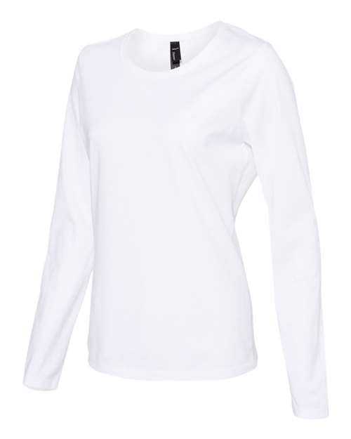 Hanes S04LS Perfect-T Womens Long Sleeve Scoopneck T-Shirt - White - HIT a Double