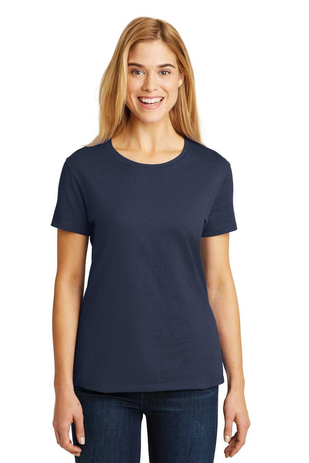 Hanes SL04 Ladies Nano-T Cotton T-Shirt - Navy - HIT a Double