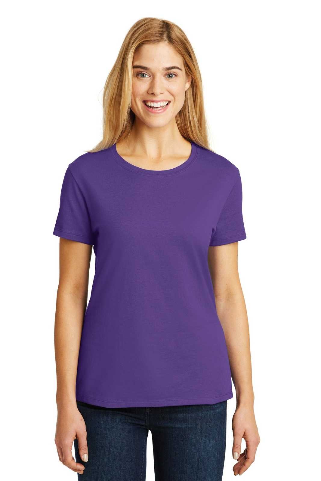 Hanes SL04 Ladies Nano-T Cotton T-Shirt - Purple - HIT a Double