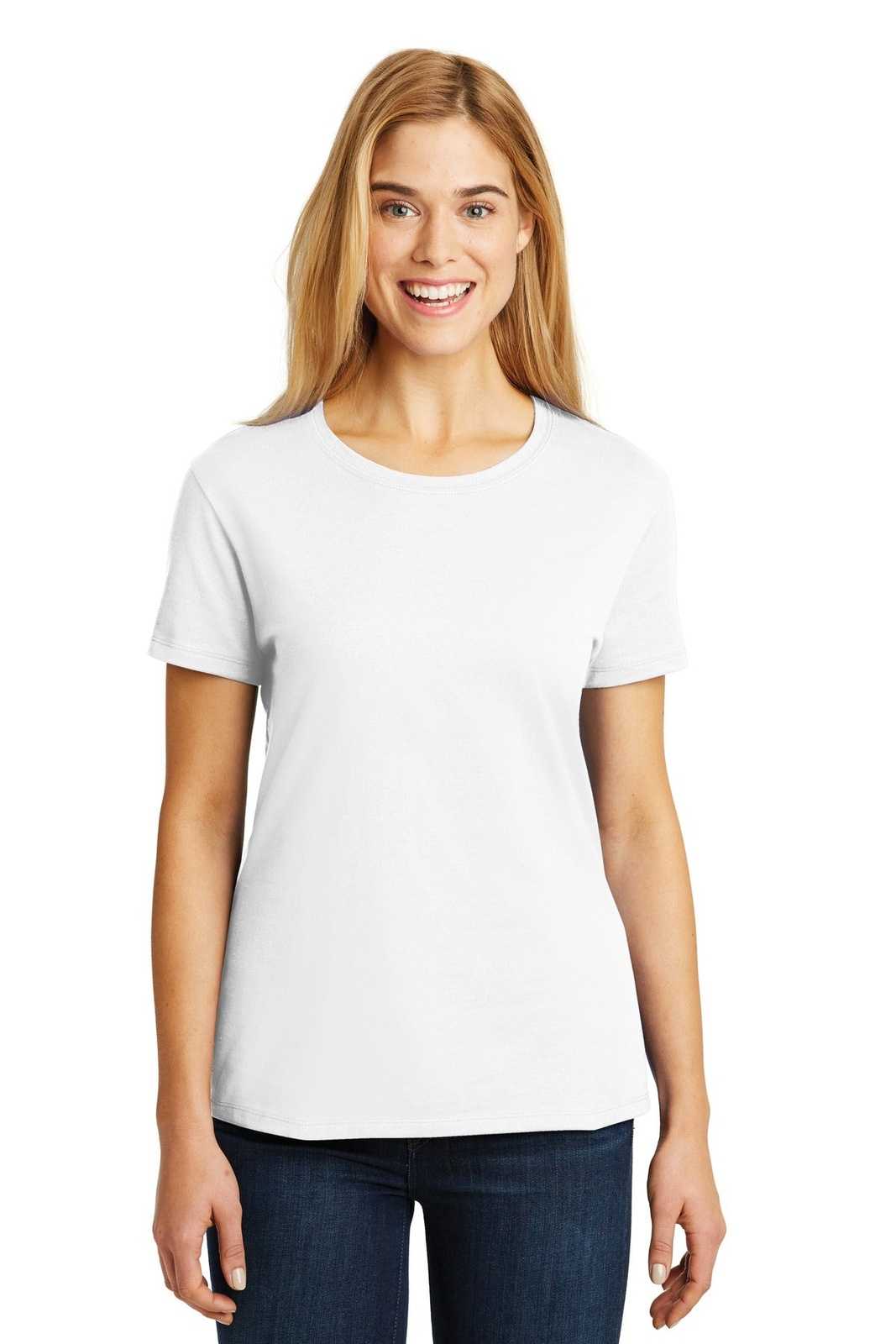 Hanes SL04 Ladies Nano-T Cotton T-Shirt - White - HIT a Double