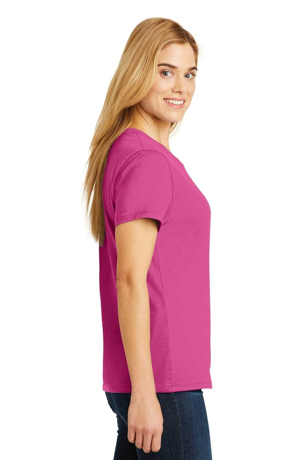 Hanes SL04 Ladies Nano-T Cotton T-Shirt - Wow Pink - HIT a Double