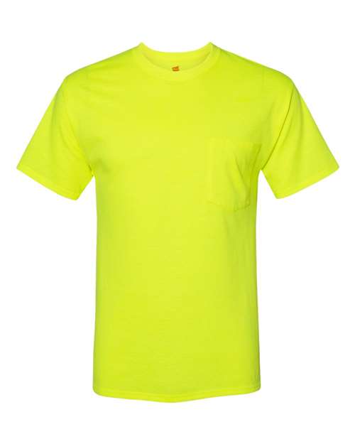 Hanes W110 Workwear Short Sleeve Pocket T-Shirt - Safety Green - HIT a Double