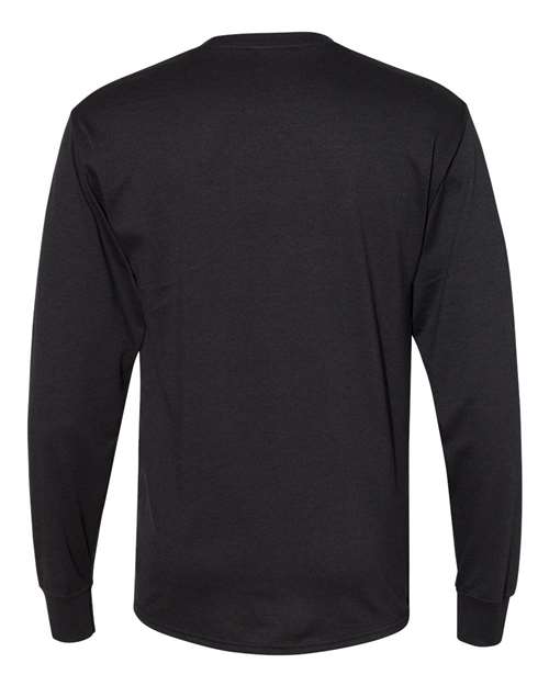 Hanes W120 Workwear Long Sleeve Pocket T-Shirt - Black - HIT a Double