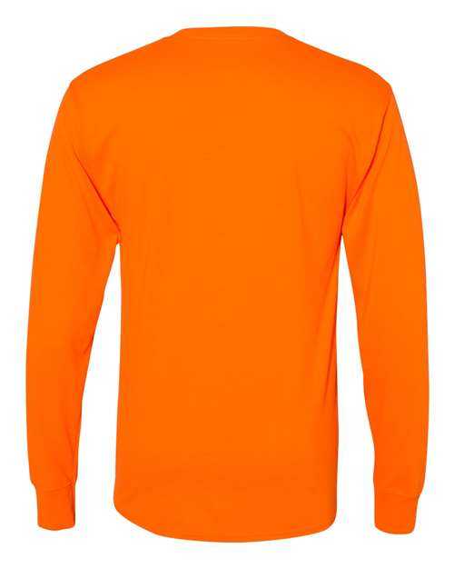Hanes W120 Workwear Long Sleeve Pocket T-Shirt - Safety Orange - HIT a Double